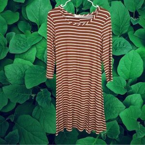 5 for $25🔥Forever Rose Striped Burnt Orange Long Sleeve‎ Slinky Dress XL
